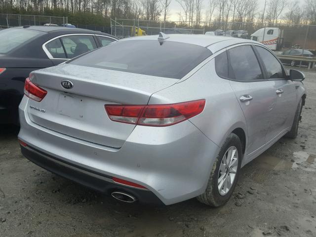 5XXGT4L35GG020076 - 2016 KIA OPTIMA LX SILVER photo 4