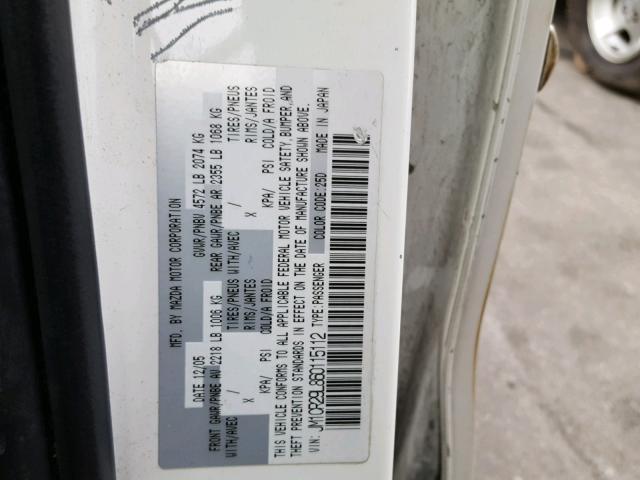 JM1CR29L860115112 - 2006 MAZDA 5 WHITE photo 10