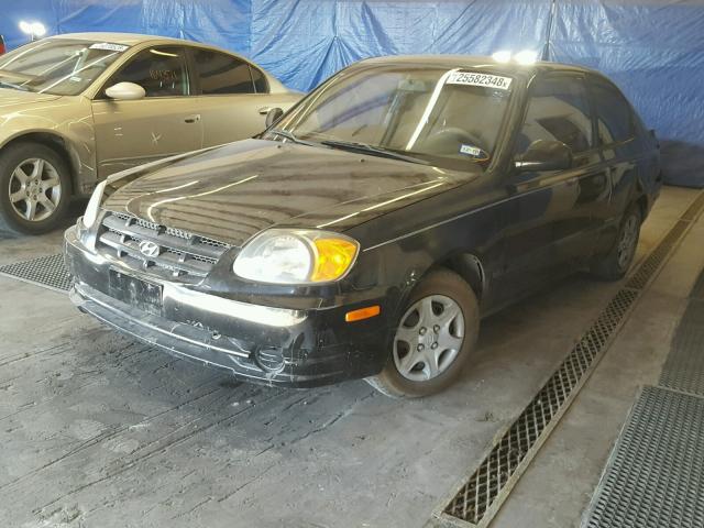 KMHCG35CX3U272500 - 2003 HYUNDAI ACCENT GL BLACK photo 2