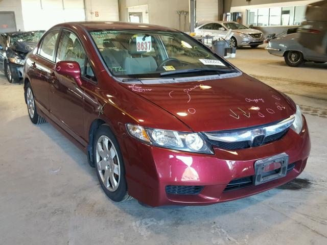 1HGFA16599L014122 - 2009 HONDA CIVIC LX RED photo 1