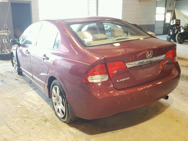 1HGFA16599L014122 - 2009 HONDA CIVIC LX RED photo 3