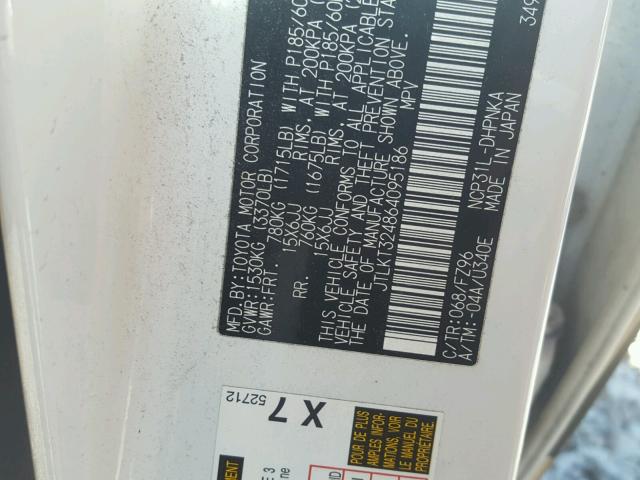 JTLKT324864095186 - 2006 TOYOTA SCION XB 白色 照片 10