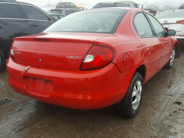 1B3ES46C91D245173 - 2001 DODGE NEON SE RED photo 4