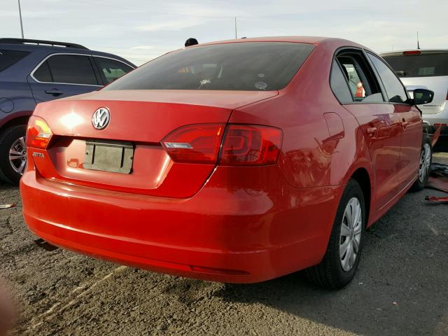 3VW2K7AJ0CM314796 - 2012 VOLKSWAGEN JETTA BASE 红色 照片 4