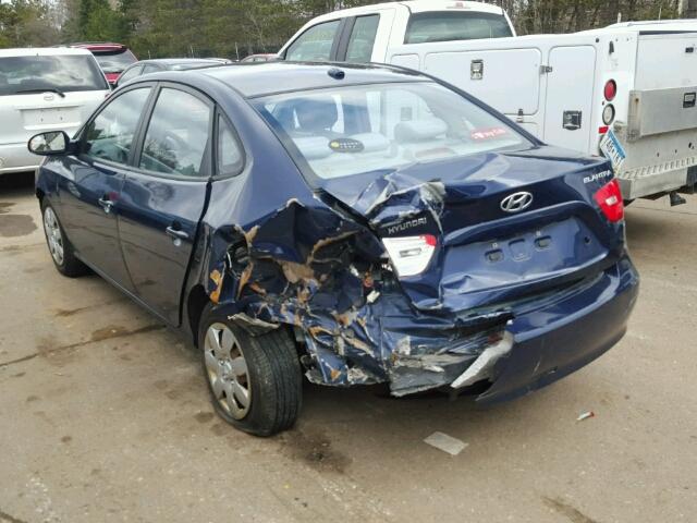 KMHDU46D19U631526 - 2009 HYUNDAI ELANTRA GL BLUE photo 3