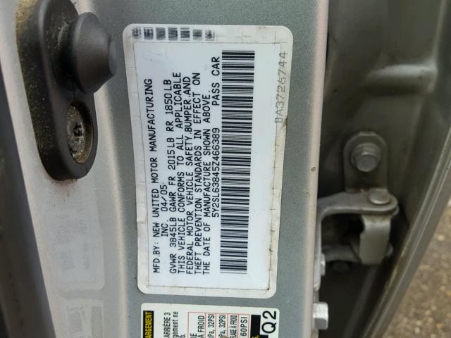 5Y2SL63845Z466389 - 2005 PONTIAC VIBE SILVER photo 10