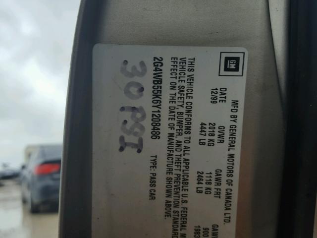 2G4WB55K6Y1208486 - 2000 BUICK REGAL LS 棕色 照片 10