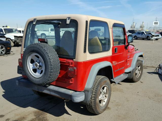 1J4FY19S3WP786853 - 1998 JEEP WRANGLER / RED photo 4