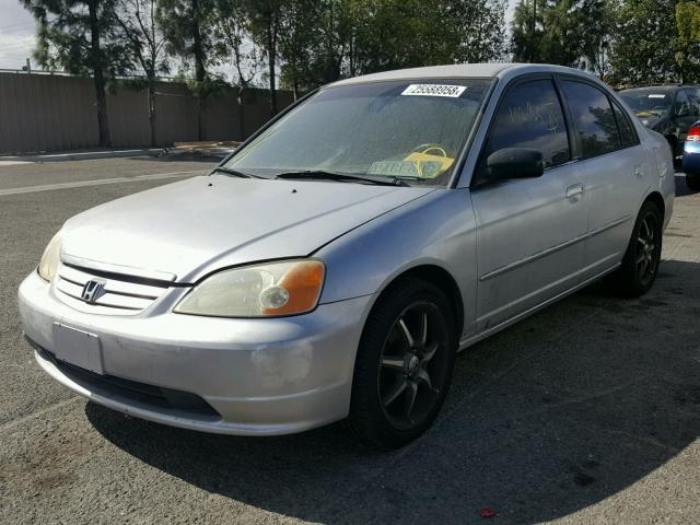 2HGES16582H585550 - 2002 HONDA CIVIC LX SILVER photo 2