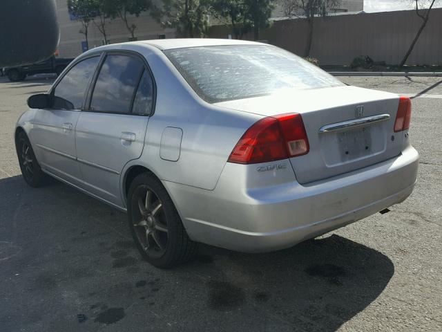 2HGES16582H585550 - 2002 HONDA CIVIC LX SILVER photo 3