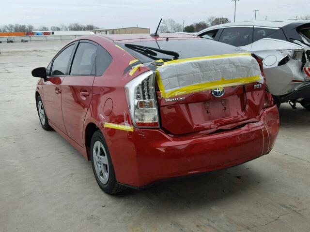 JTDKN3DU0B1442668 - 2011 TOYOTA PRIUS RED photo 3