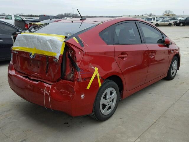 JTDKN3DU0B1442668 - 2011 TOYOTA PRIUS RED photo 4