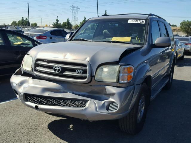 5TDZT34A42S121519 - 2002 TOYOTA SEQUOIA SR GRAY photo 2