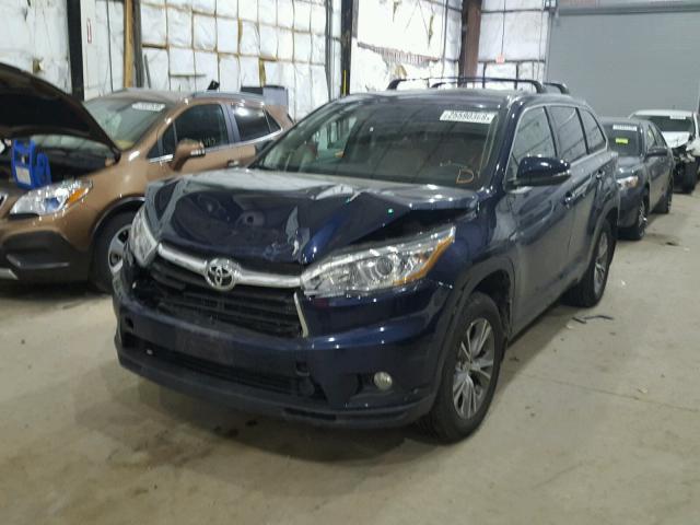 5TDBKRFH3FS083613 - 2015 TOYOTA HIGHLANDER BLUE photo 2