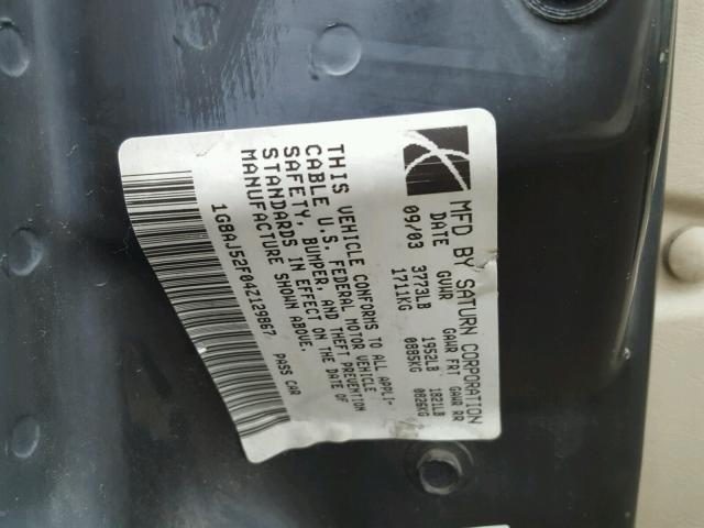 1G8AJ52F04Z129867 - 2004 SATURN ION LEVEL 绿色 照片 10