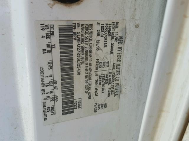 5LMFU27R33LJ25438 - 2003 LINCOLN NAVIGATOR WHITE photo 10