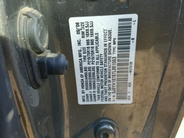 5J6YH18787L001063 - 2007 HONDA ELEMENT EX GRAY photo 10