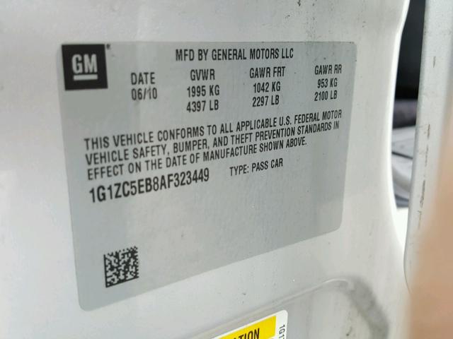 1G1ZC5EB8AF323449 - 2010 CHEVROLET MALIBU 1LT 银色 照片 10