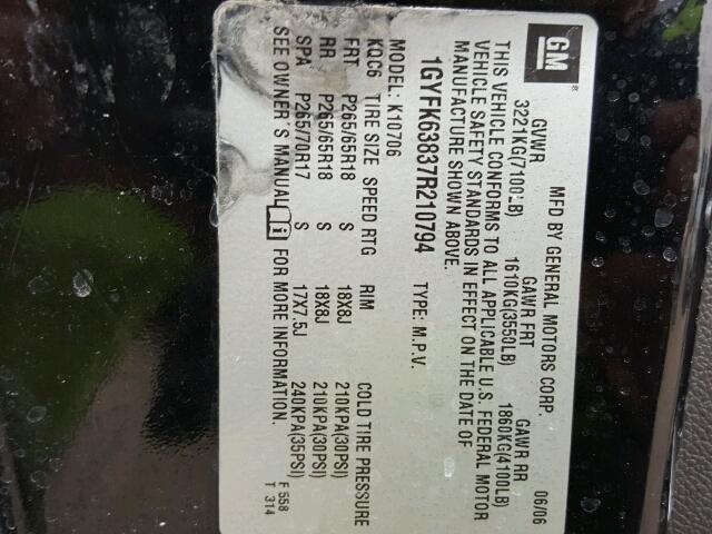 1GYFK63837R210794 - 2007 CADILLAC ESCALADE L BLACK photo 10