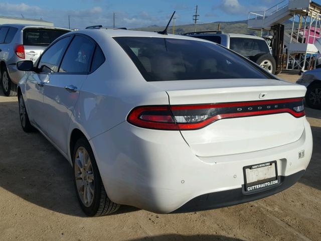 1C3CDFCA7DD302901 - 2013 DODGE DART LIMIT WHITE photo 3