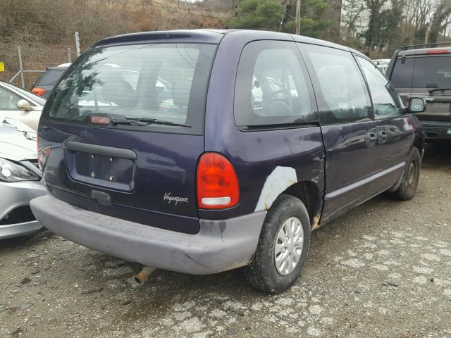 2P4FP253XXR377869 - 1999 PLYMOUTH VOYAGER BLUE photo 4