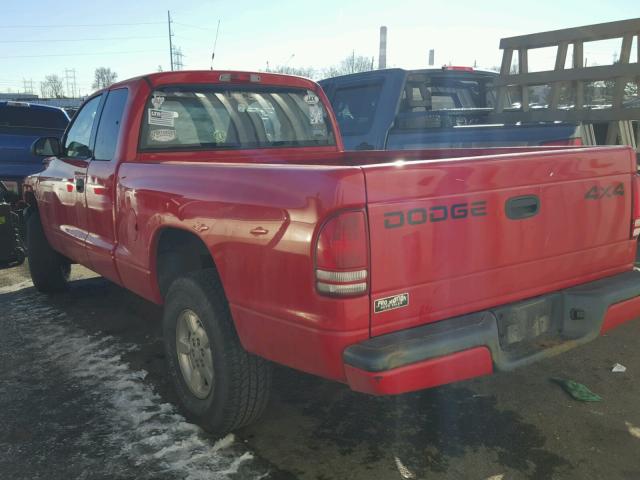 1B7GG22N91S189218 - 2001 DODGE DAKOTA RED photo 3