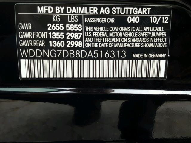 WDDNG7DB8DA516313 - 2013 MERCEDES-BENZ S 550 BLACK photo 10