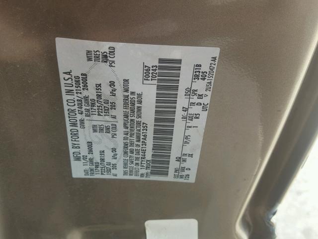 1FTYR44E13PA61357 - 2003 FORD RANGER SUP TAN photo 10