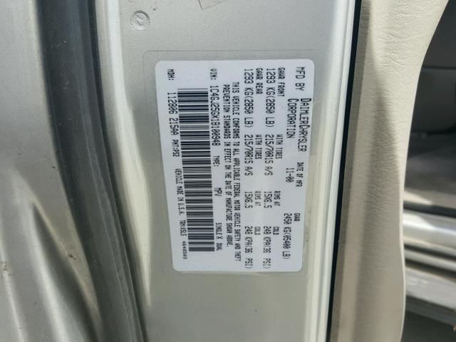 1C4GJ25GX1B100948 - 2001 CHRYSLER VOYAGER SILVER photo 10