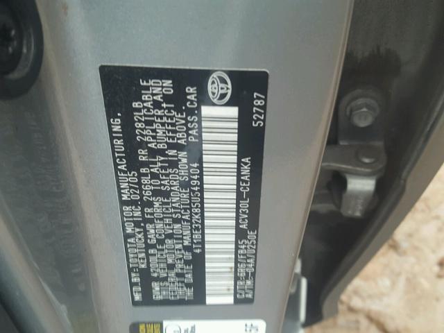 4T1BE32K85U549404 - 2005 TOYOTA CAMRY LE GRAY photo 10
