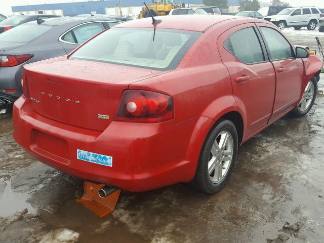 1C3CDZCG1DN687419 - 2013 DODGE AVENGER SX RED photo 4