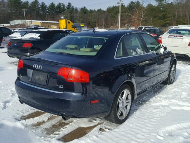 WAUDF78E78A114122 - 2008 AUDI A4 2.0T QU BLUE photo 4