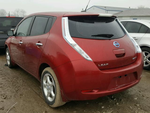 1N4AZ0CP2DC408206 - 2013 NISSAN LEAF S MAROON photo 3