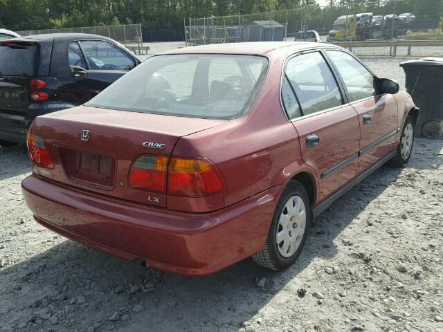 1HGEJ6674XL050730 - 1999 HONDA CIVIC LX RED photo 4