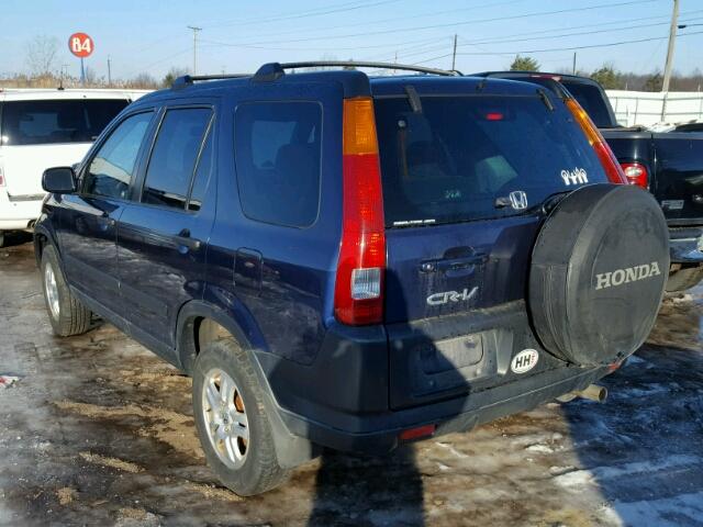 JHLRD788X2C077218 - 2002 HONDA CR-V EX BLUE photo 3