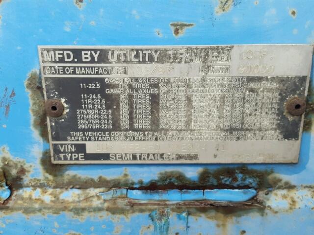 1UYFS2450VA293441 - 1997 UTILITY TRAILER BLUE photo 10