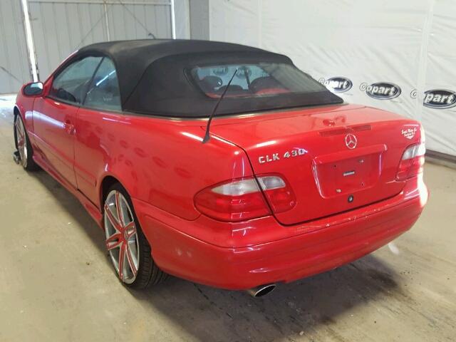 WDBLK70G92T121378 - 2002 MERCEDES-BENZ CLK 430 RED photo 3