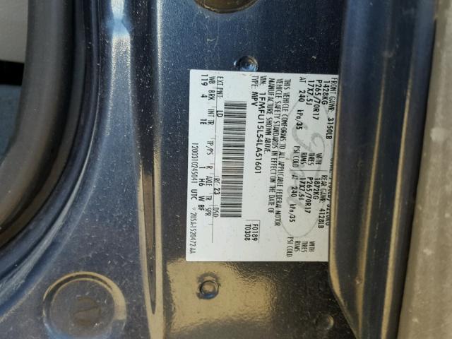 1FMFU15L54LA51601 - 2004 FORD EXPEDITION BLUE photo 10