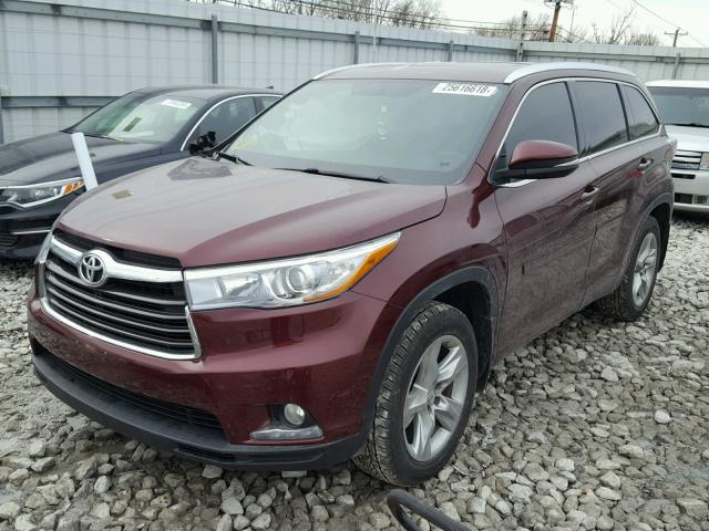 5TDDKRFH1FS173819 - 2015 TOYOTA HIGHLANDER RED photo 2