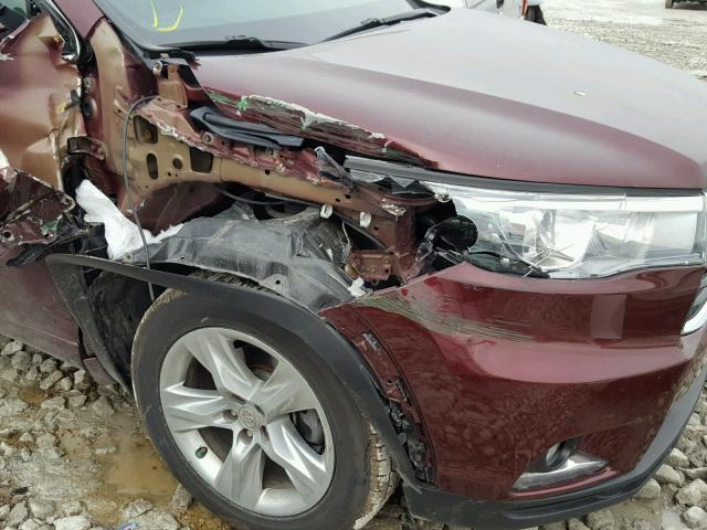 5TDDKRFH1FS173819 - 2015 TOYOTA HIGHLANDER RED photo 9