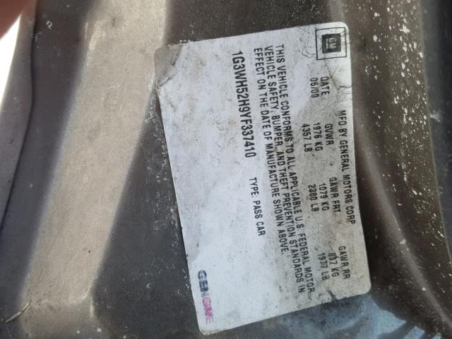 1G3WH52H9YF337410 - 2000 OLDSMOBILE INTRIGUE G GRAY photo 10