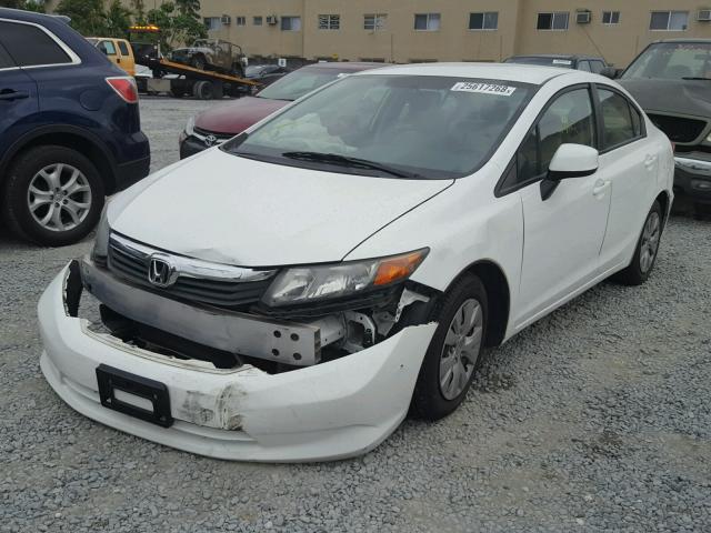 2HGFB2F51CH328757 - 2012 HONDA CIVIC LX WHITE photo 2