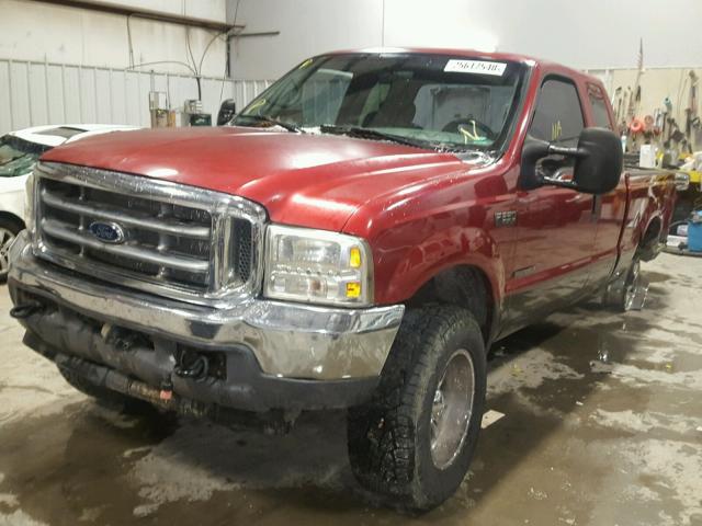 1FTNX21F02EA34199 - 2002 FORD F250 SUPER RED photo 2