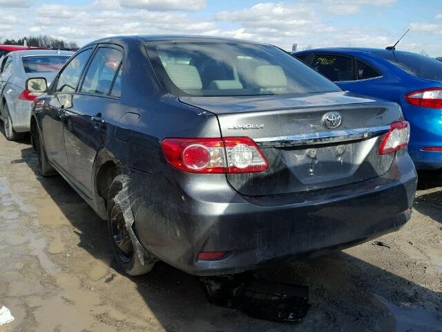 2T1BU4EE9BC657249 - 2011 TOYOTA COROLLA BA GRAY photo 3