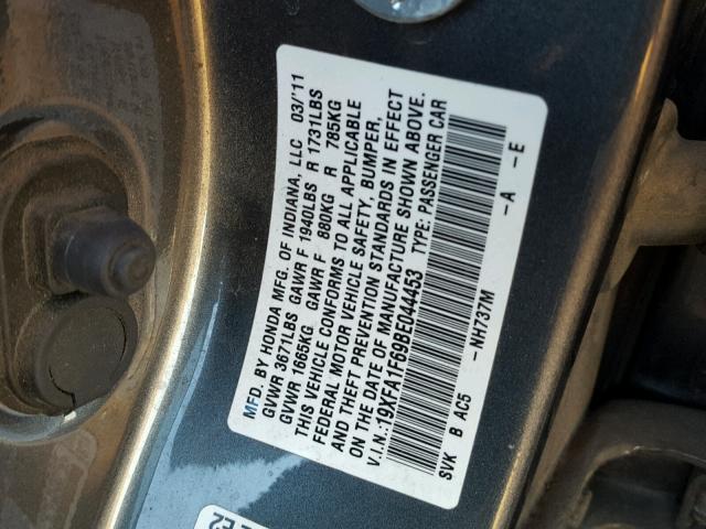 19XFA1F69BE044453 - 2011 HONDA CIVIC LX-S Grafit foto 10