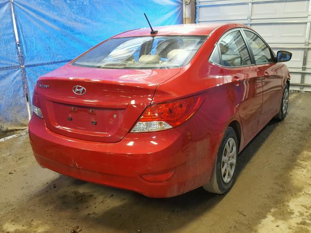 KMHCT4AE7CU255629 - 2012 HYUNDAI ACCENT GLS RED photo 4