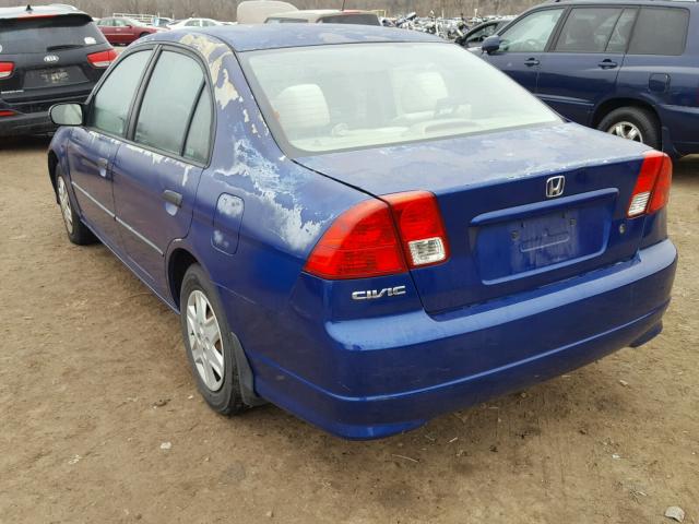 2HGES16355H574766 - 2005 HONDA CIVIC DX V BLUE photo 3