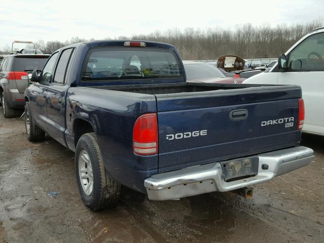 1D7HL48N53S157278 - 2003 DODGE DAKOTA QUA BLUE photo 3