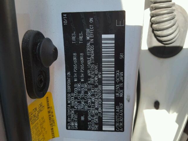 JTJBM7FX0F5097588 - 2015 LEXUS GX BASE WHITE photo 10