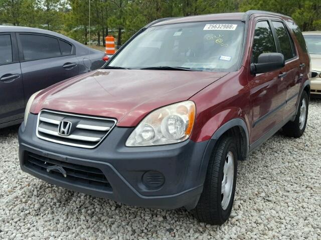 JHLRD685X5C013054 - 2005 HONDA CR-V LX BURGUNDY photo 2